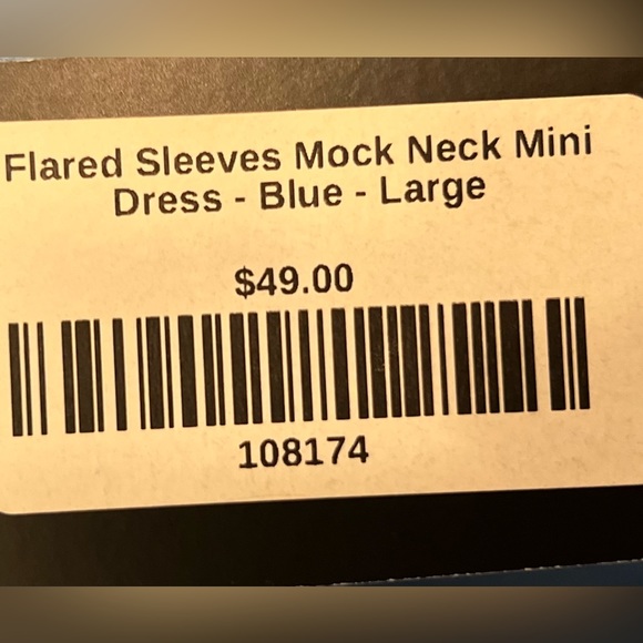 Whiskey Grade Flared Sleeve Mock Neck Mini Dress    Sz Large - Picture 8 of 9